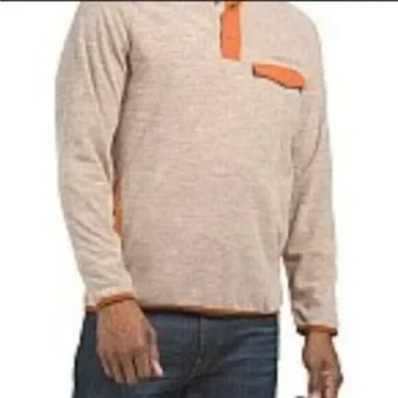 Eddie Bauer Other - Eddie Bauer Men's Chutes Mock Neck LS Fleece Tan Orange Trim